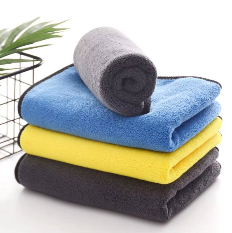 Quick Car Drying 12X16 Auto Microfiber Cleaning Cloth Car Wash Dry Towel Yellow Luxury Microfiber Car Coral Fleece Towel
