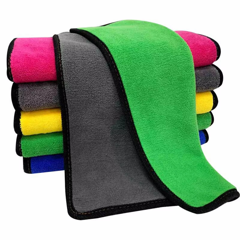Quick Car Drying 12X16 Auto Microfiber Cleaning Cloth Car Wash Dry Towel Yellow Luxury Microfiber Car Coral Fleece Towel