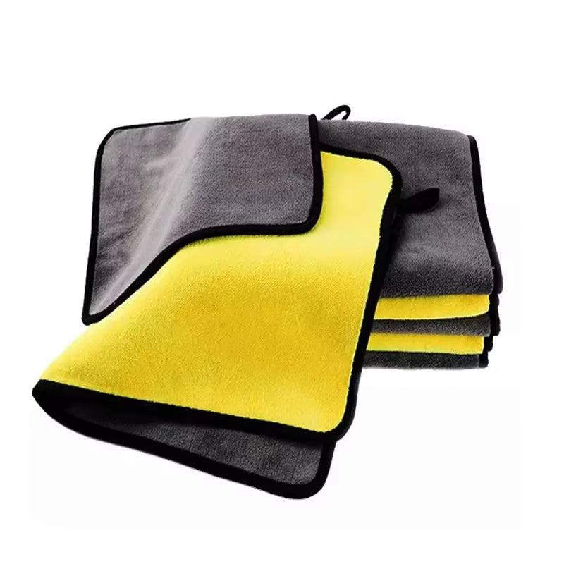 Quick Car Drying 12X16 Auto Microfiber Cleaning Cloth Car Wash Dry Towel Yellow Luxury Microfiber Car Coral Fleece Towel
