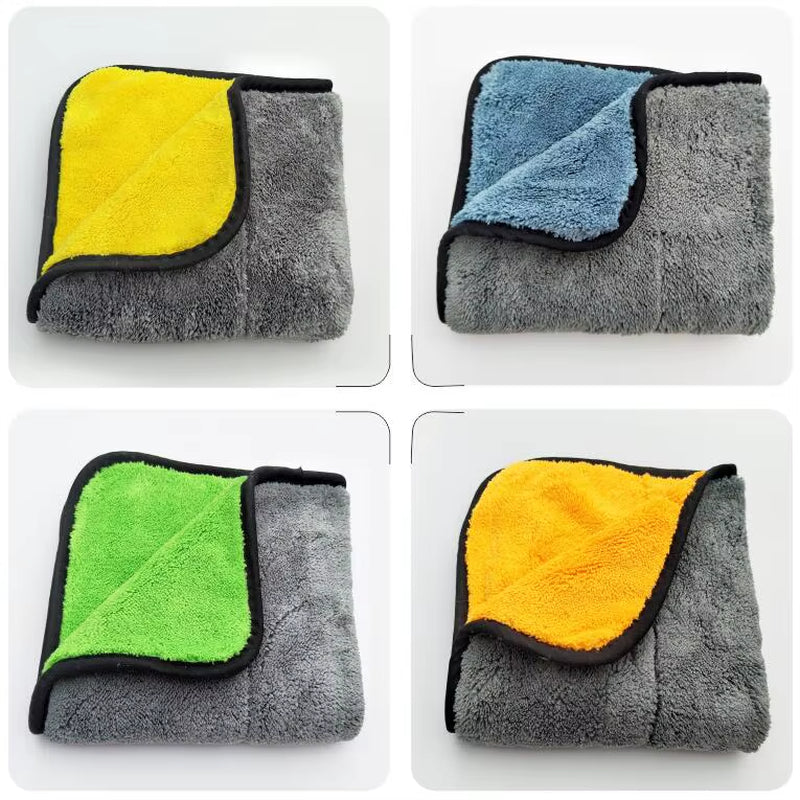 Quick Car Drying 12X16 Auto Microfiber Cleaning Cloth Car Wash Dry Towel Yellow Luxury Microfiber Car Coral Fleece Towel