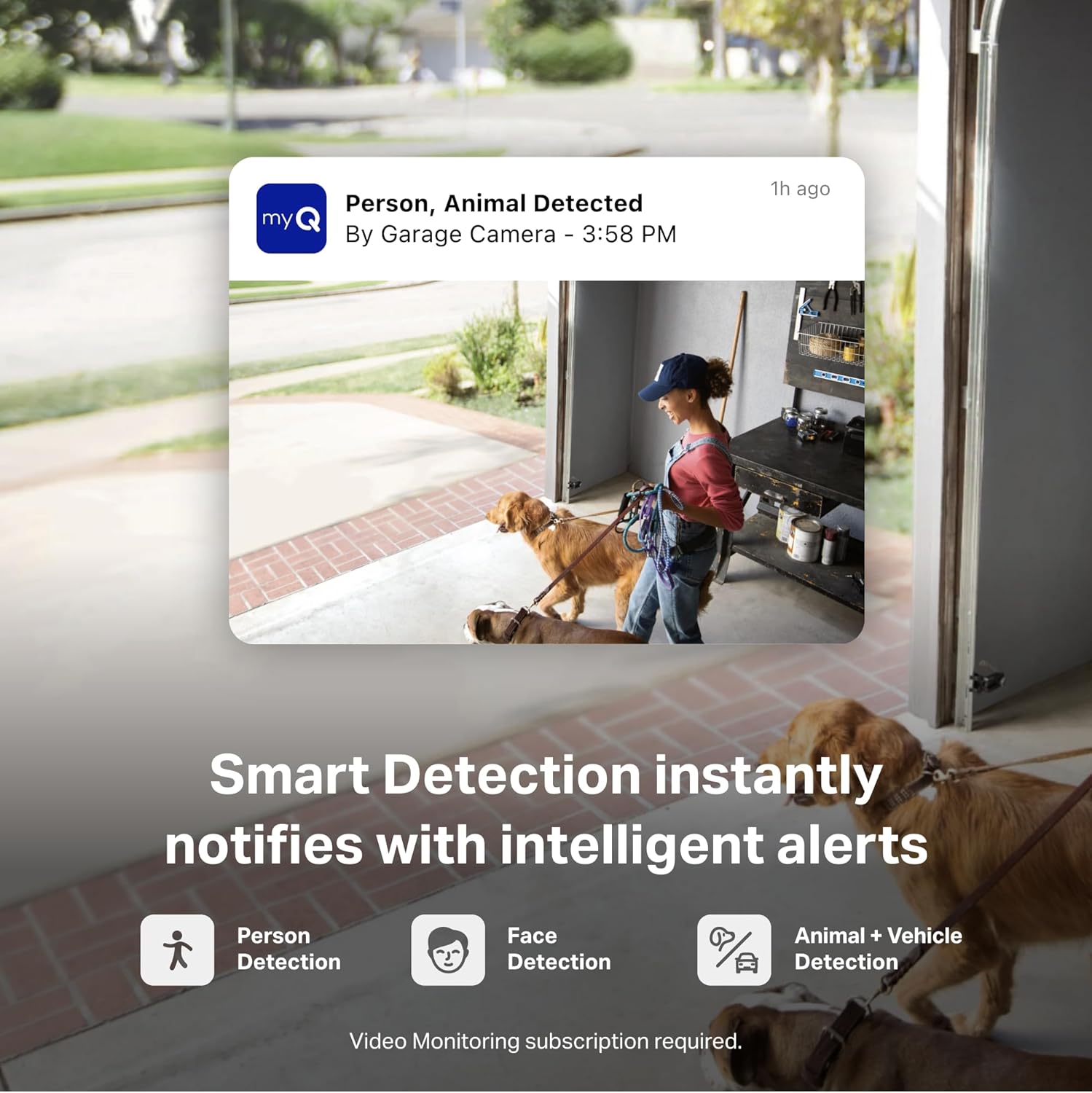 Myq Smart Garage Security Camera – 1080P HD Video, Night Vision, Motion Detection, Magnetic, Wi-Fi, Two-Way Audio, Smartphone Control