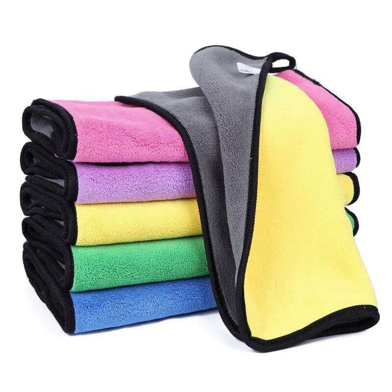Quick Car Drying 12X16 Auto Microfiber Cleaning Cloth Car Wash Dry Towel Yellow Luxury Microfiber Car Coral Fleece Towel
