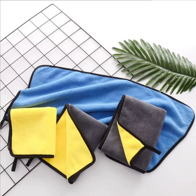 Quick Car Drying 12X16 Auto Microfiber Cleaning Cloth Car Wash Dry Towel Yellow Luxury Microfiber Car Coral Fleece Towel