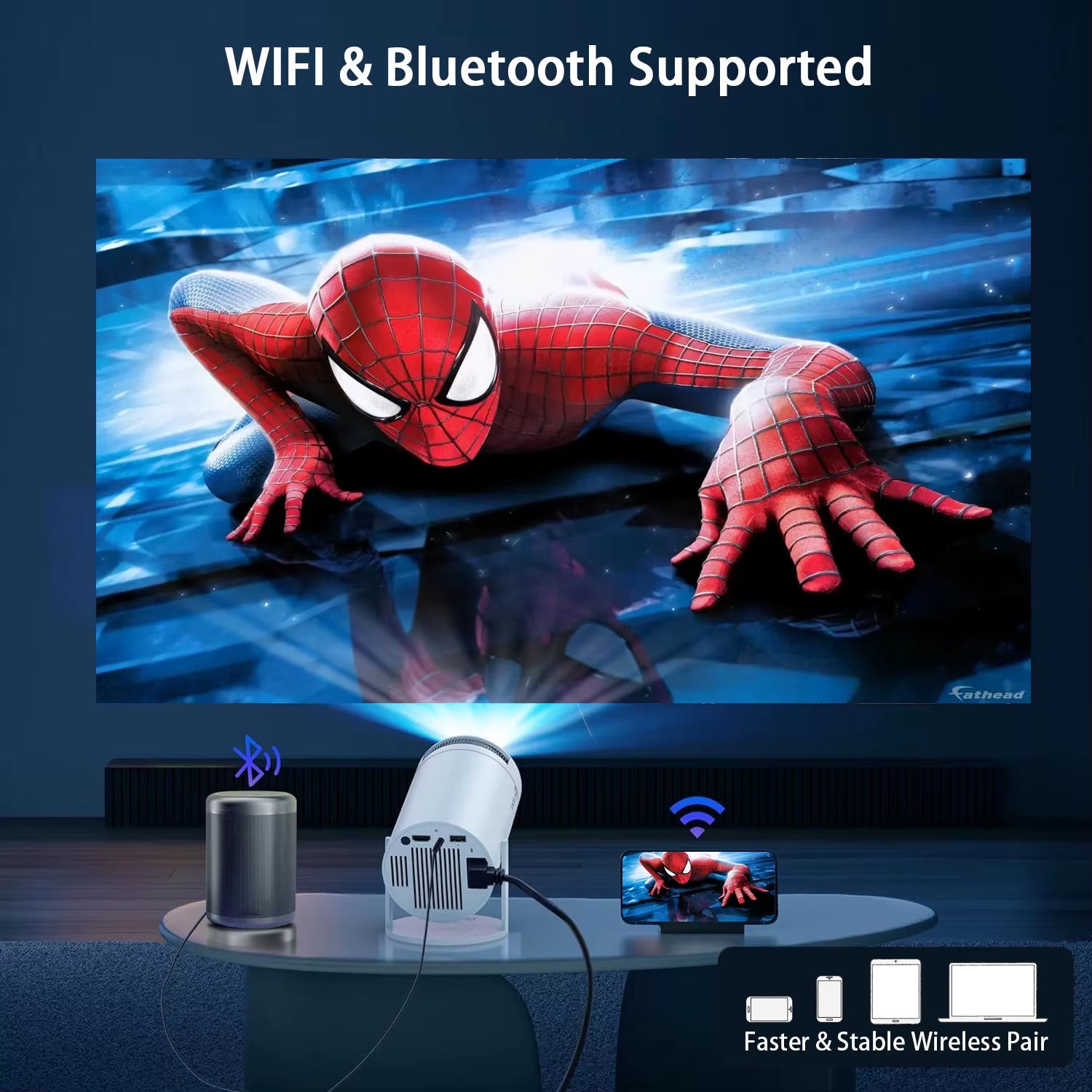 HY300/HY300 Pro Mini Stand 4K Video Projector Wireless Wifi Home LED Portable Video Full HD Smart Mirror Screen System Projector